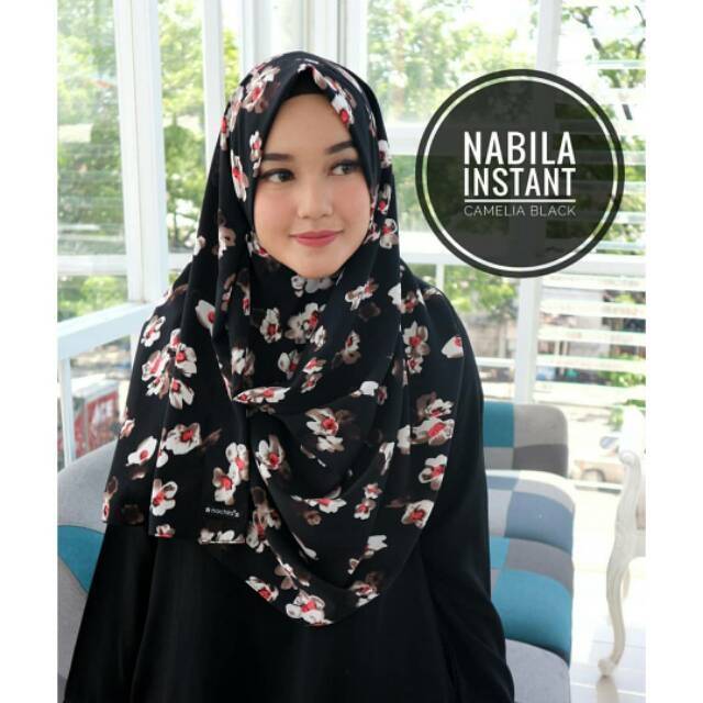 Pashmina Instan Motif Nabila Jilbab Instan Hijab Motif Syari Kerudung Bubble Crepe