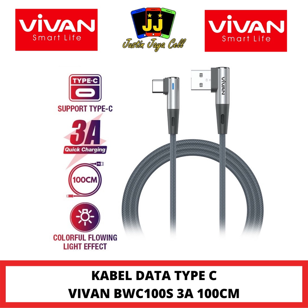 KABEL DATA TYPE C VIVAN BWC100S 3A FAST CHARGING 100CM