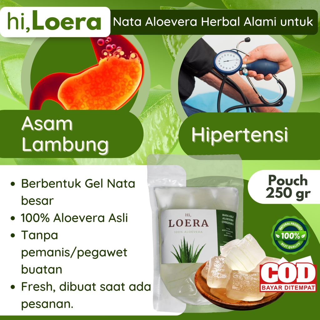 

Nata de Aloevera Aloe Vera Lidah Buaya Kupas Bebas Pengawet dan Pemanis Alami Solusi Masalah Asam Lambung Maag GERD Susah BAB Sembelit 250 gram Kemasan Standing Pouch