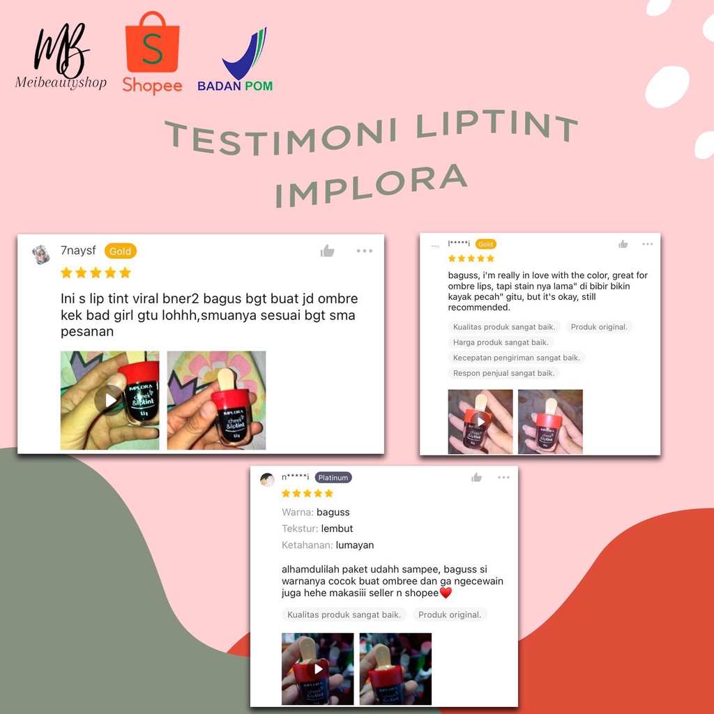 Implora Cheek &amp; Lip Tint Es Krim Bibir Liptint | Jelly Tint Baru BPOM Ice Cream