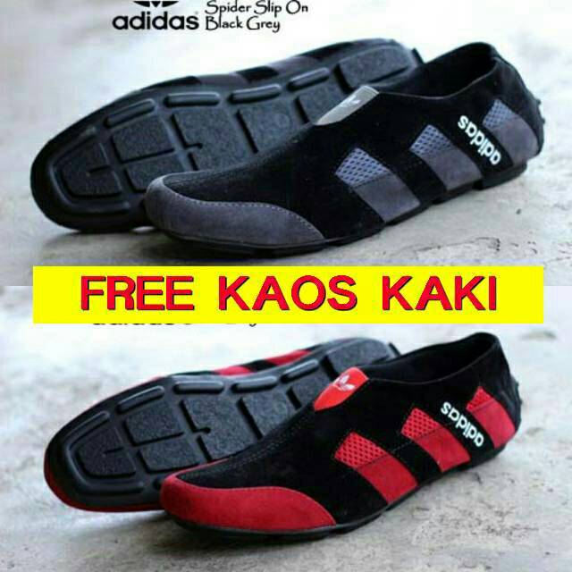 Promoo !!!! Sepatu slip on pria adidas casual slop formal kerja kantor kulit asli santai kuliah