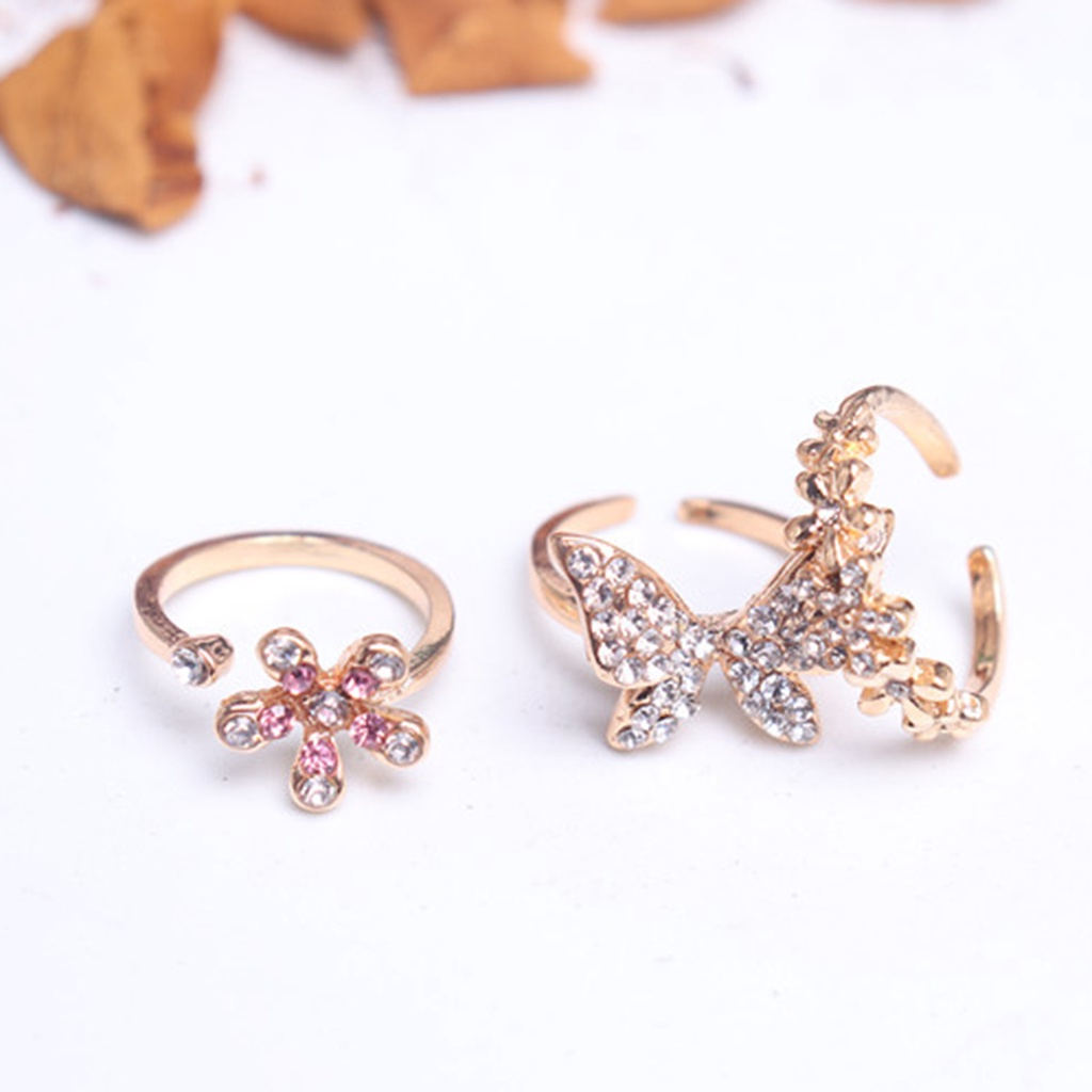 Hu Hu Hu Hu Hu Alat Bantu Pasang Kacamata♡ Cincin Bentuk Kupu-Kupu Sparkling Bahan Alloy Tahan Karat Untuk Wanita