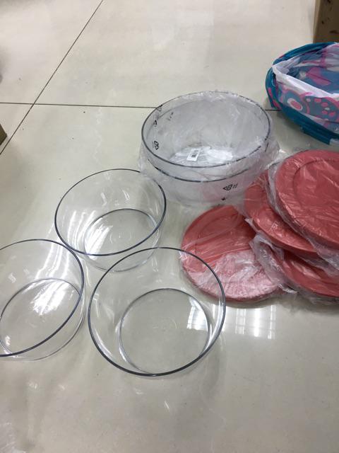 Termurah Clear Bowl Set Merah 5pcs