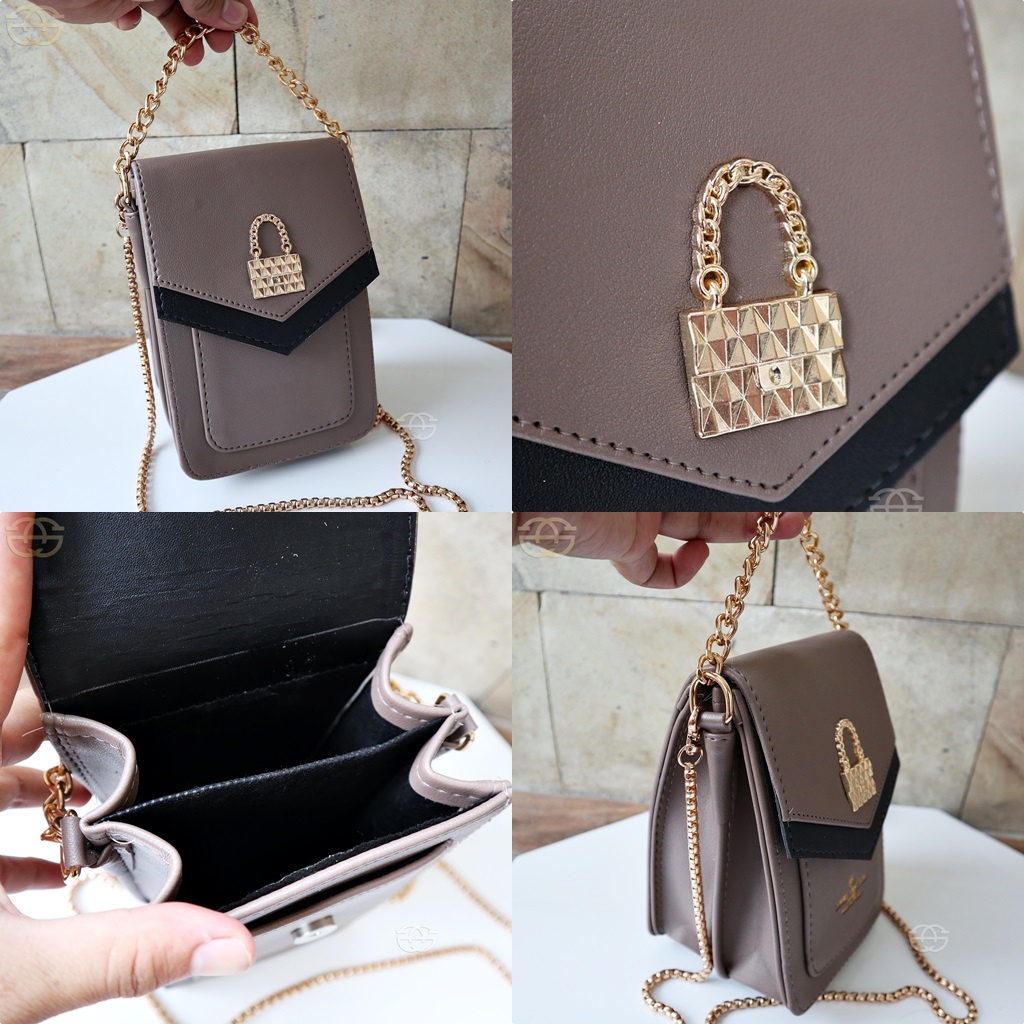 Tas wanita selempang Hp logo bag Sling bag Handphone korea 6837 THR