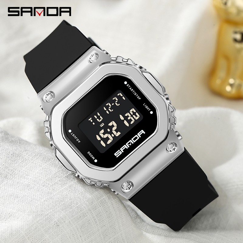 SANDA 9006 Jam Tangan Wanita Pria Digital Sport EL Backlight Tali Rubber Anti air WATCHKITE WKOS