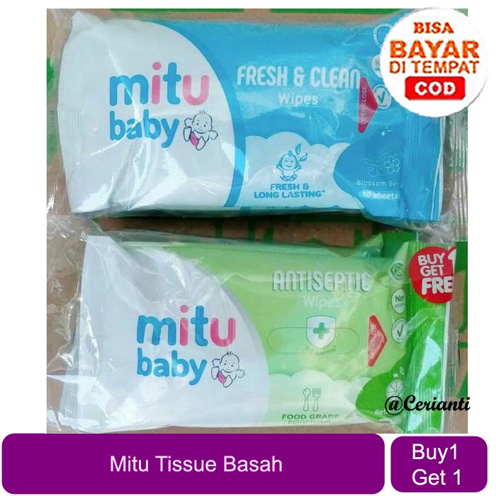 [BUY 1 GET 1] [10S+10S] Mitu Baby Wipes Antiseptic | Fresh &amp; CLean 10S | Tisu Basah | Tissue Basah Bayi Baby Antiseptik_Cerianti