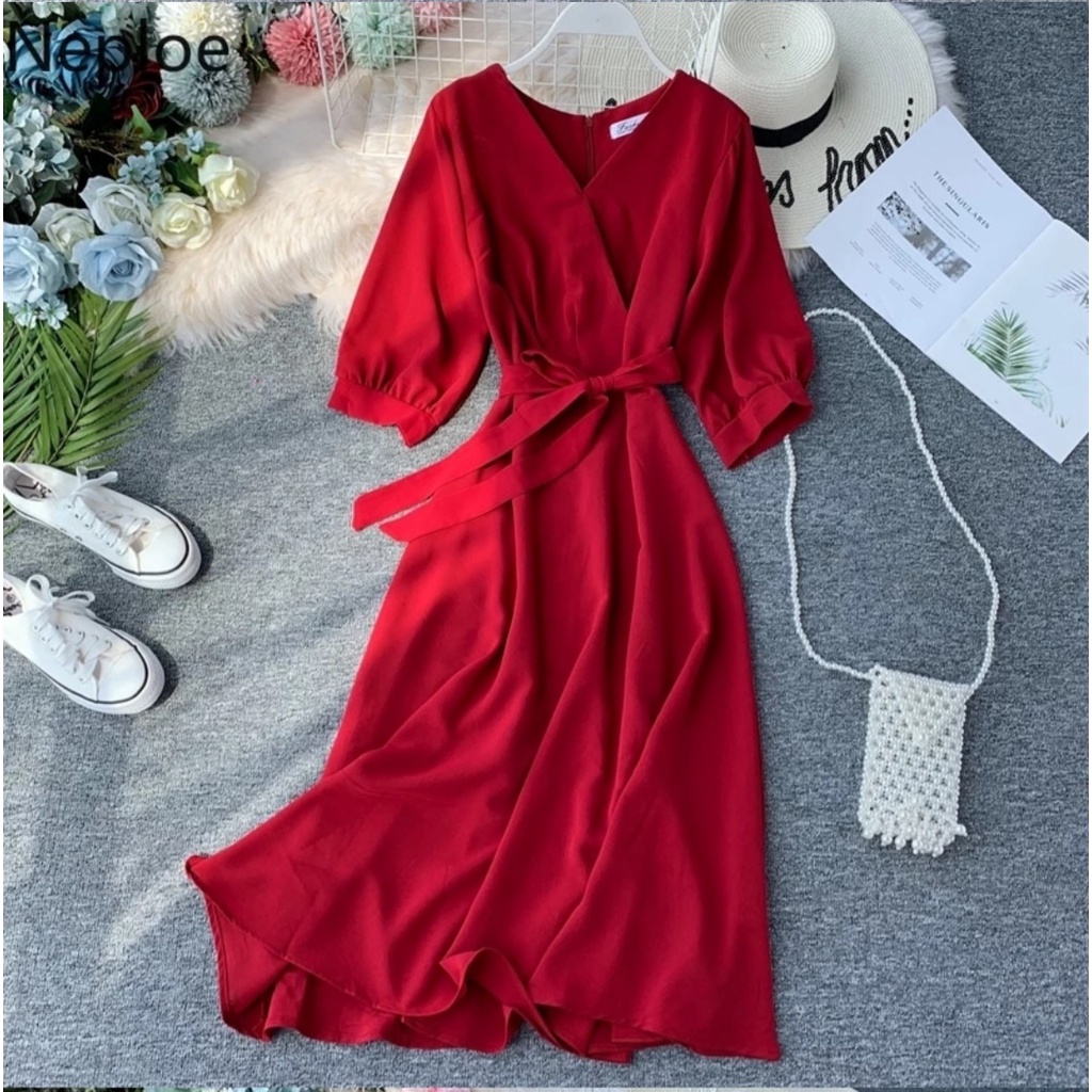 WSE390 - Dress Beleza Elegant Bahan Lembut TIdak Panas Ada Resleting di Bagian Belakang