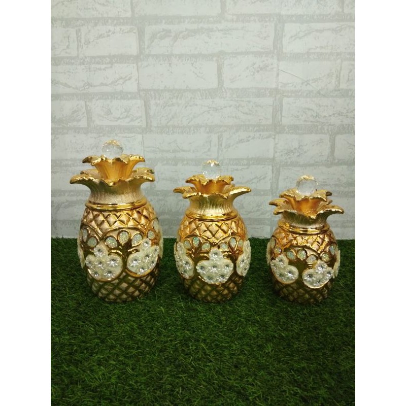 Pajangan nanas gold 1 Set 3/ Nanas Import gold