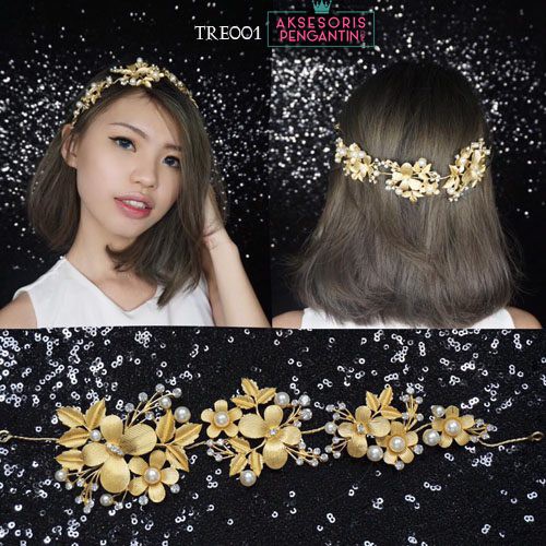 [READY STOCK] TIARA HIJAB AKSESORIS PENGANTIN CROWN WEDDING HEADPIECE GOLD TRE001