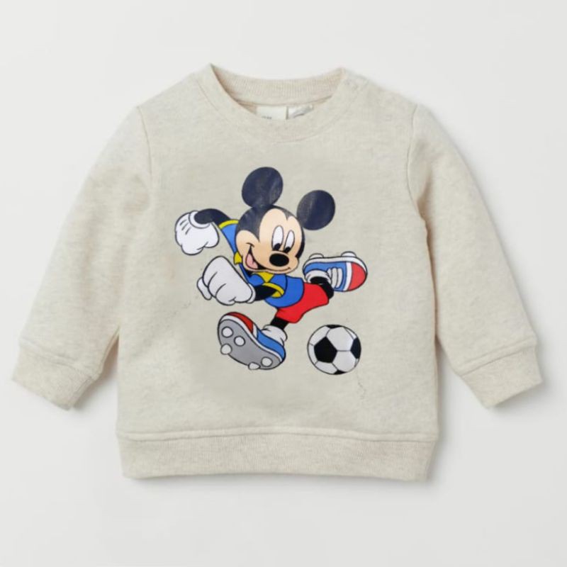 kaos sweater anak bayi h&m-Cream mickey ball