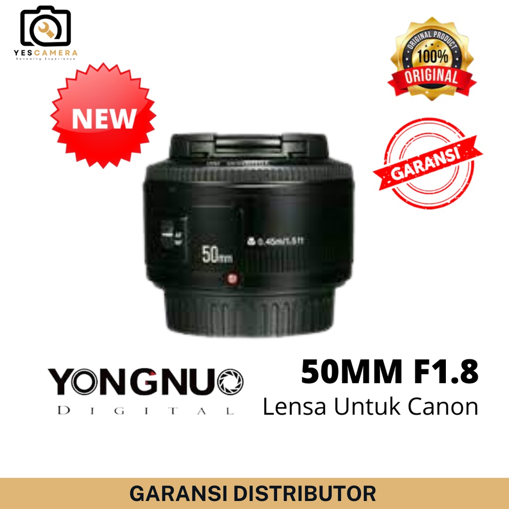 New Lensa Yongnuo 50mm F1.8 For Canon Garansi Lensa Fix Yongnuo Bokeh Lensa Fix Canon 50mm F1.8