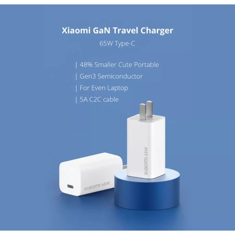 XIAOMI Gan Mini Fast Charger 65W + Type-C to C Cable Original AD65G Original100%