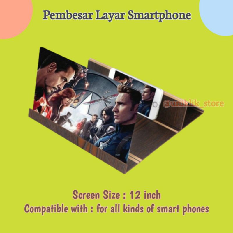 Grab Medan 12 inch Pembesar Layar HP Smartphone Enlarge Screen Amplifier Kayu MINGCHUANGWEILI Z