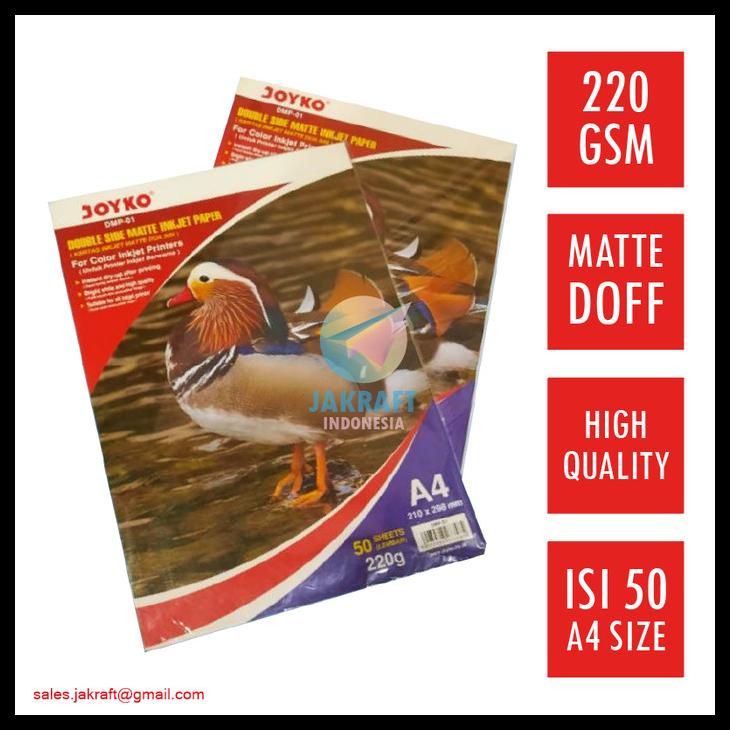 

Kertas Foto Doft Doff A4 2 Sisi 220 Gram Gsm Matte Inkjet Photo Paper Kode 164