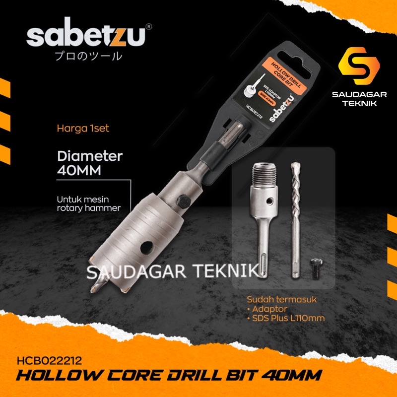 Mata Bor Hole Saw Beton Bobok Tembok SDS PLUS 40 MM Sabetzu Holesaw Pelubang Hollow Core Drill Bit