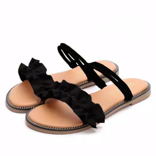 Slip Sandal  Teplek Wanita  Kerut Tali  Belakang  Shopee 