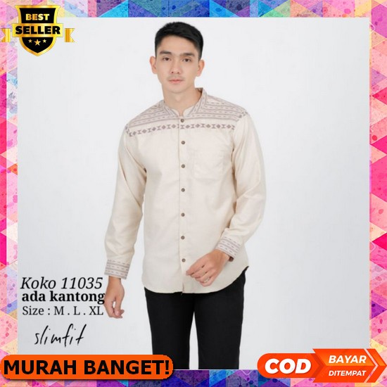 Baju Koko Muslim Pria Terbaru 2022 Baju Koko Kurta Ff Lengan Panjang /Atasan Baju Muslim Pria Hem Ko