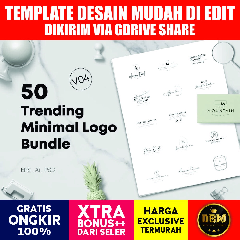 50 Trending Minimal Logo Bundle V04 - Photoshop &amp; Illustrator