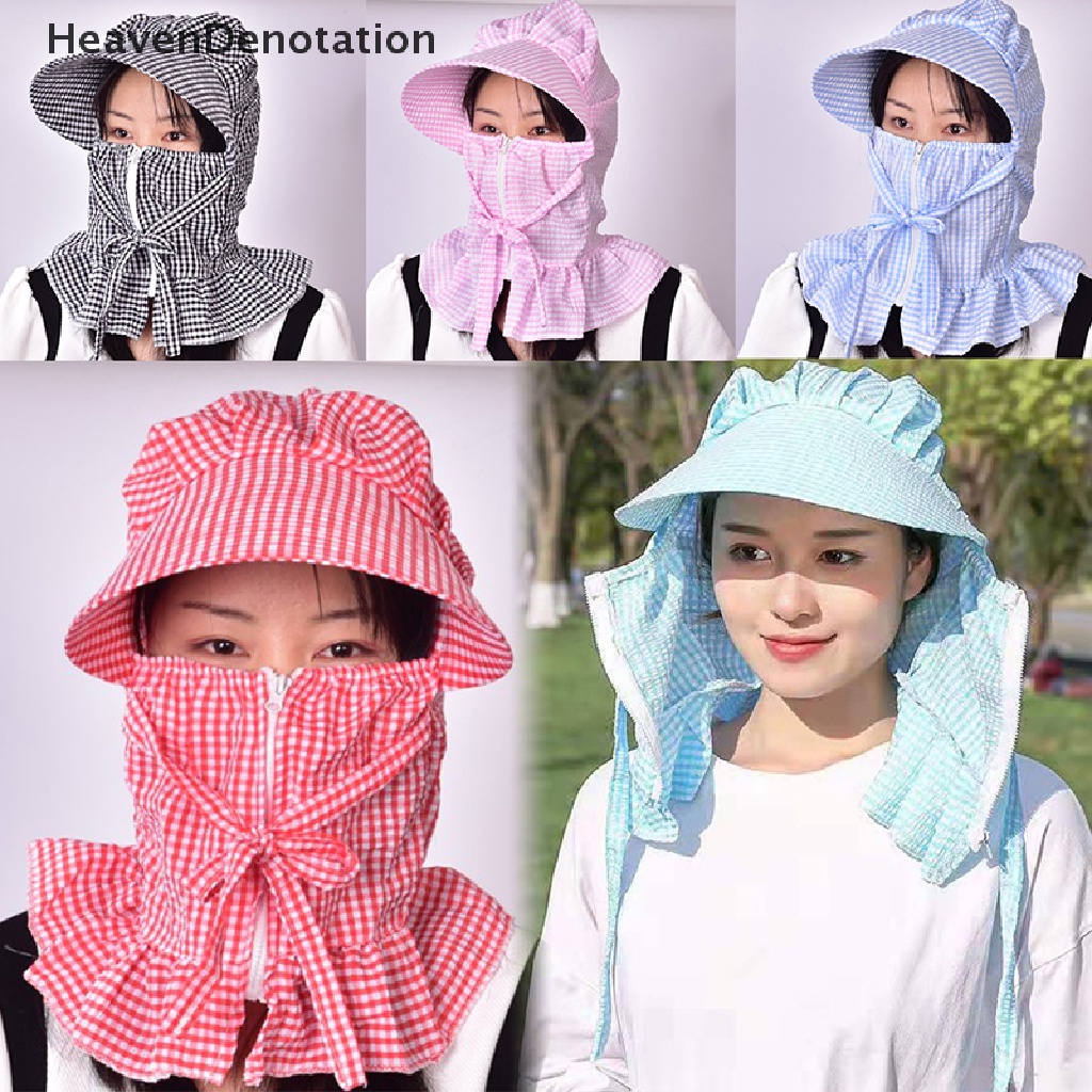 [HeavenDenotation] Sun Hat Cap Face Cover Breathable WindProof Dustproof Outdoor Summer For Woman