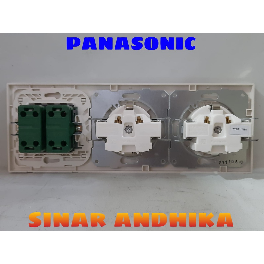 STOP KONTAK DOUBLE + SAKLAR SERI KECIL PUTIH PANASONIC WESJP 11223W+WESJ 5931