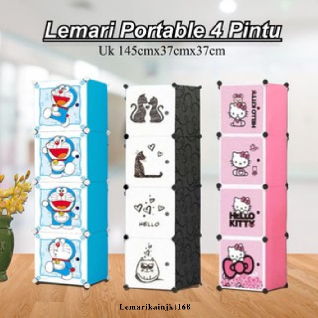 SHENAR LEMARI PLASTIK KARAKTER 1X4 ( 4 KOTAK)/LEMARI PAKAIAN/LEMARI PORTABLE| LEMARI UNIK|lemari baju plastik minimalis|lemari baju 4 tingkat|Lemari baju kos