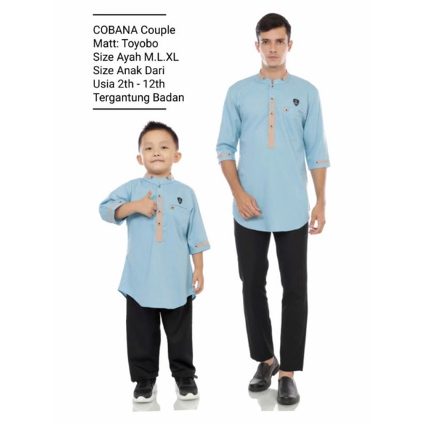 Baju Koko Kurta Couple Ayah Dan Anak Original Cobana Lengan 3/4