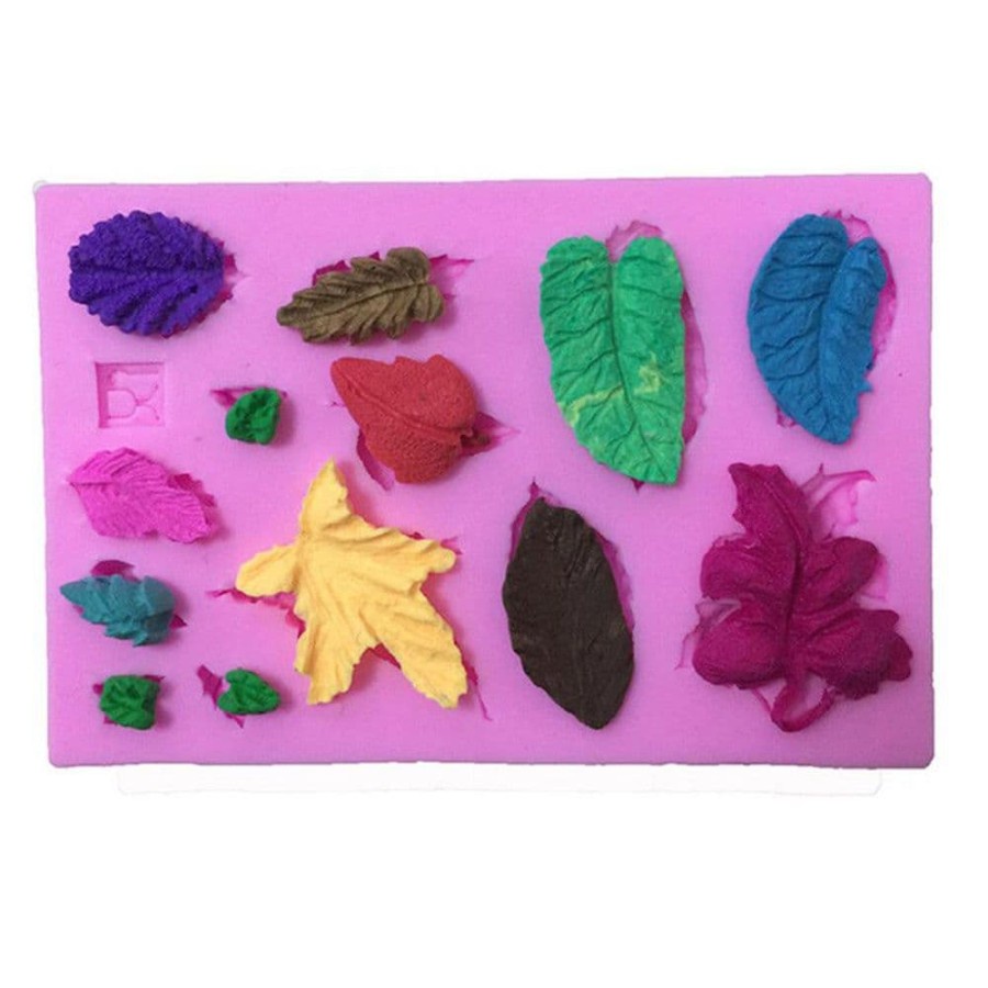 3D Silicon Mold Fondant Cake Decoration - 14 Leaves Modelling