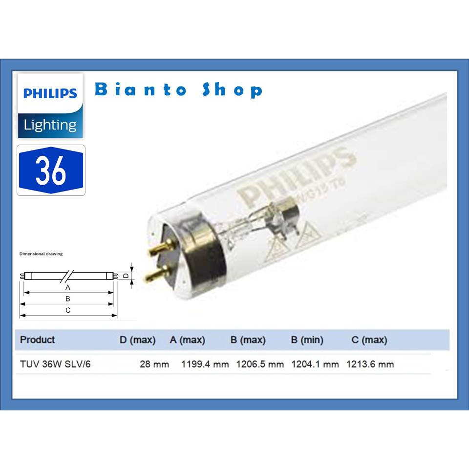 Lampu Sterilisasi Ruangan PHILIPS Ultraviolet Germicidal Anti Virus Type UVC - 36 Watt {REFILL]
