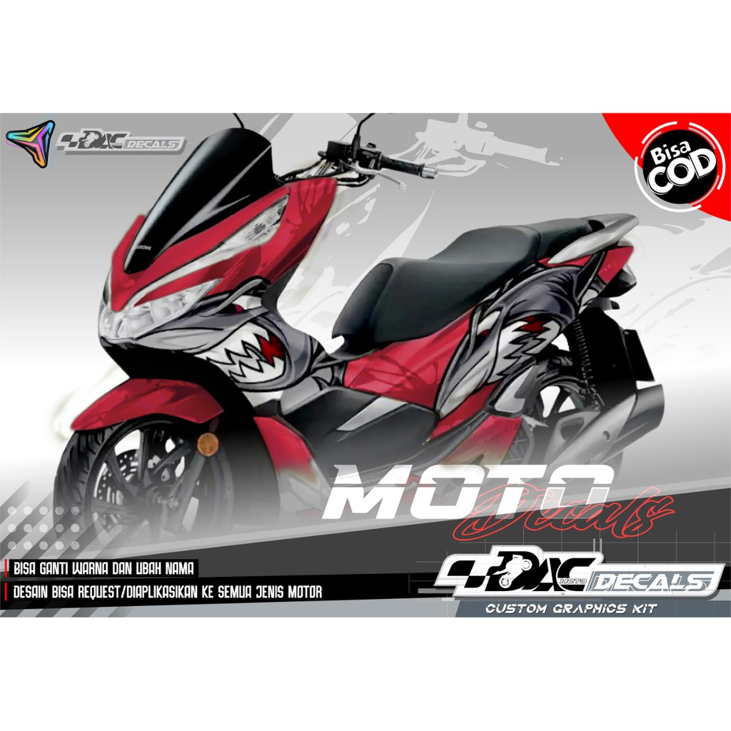 Sticker decal full body  Honda PCX Shark Merah