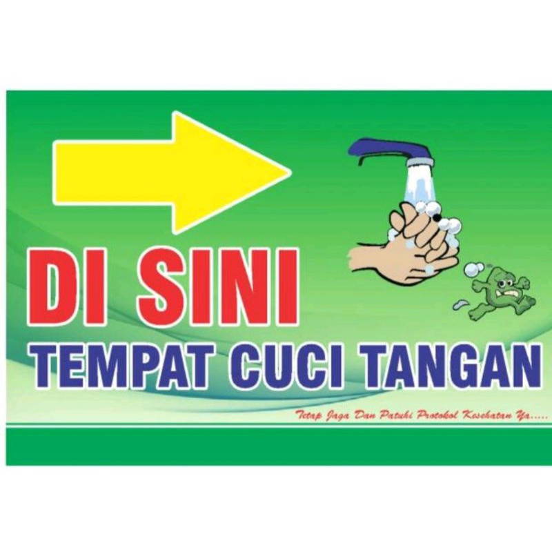 

Stiker Tempat Cuci Tangan | Stiker Arah Untuk Mencuci Tangan | Stiker Wastafel