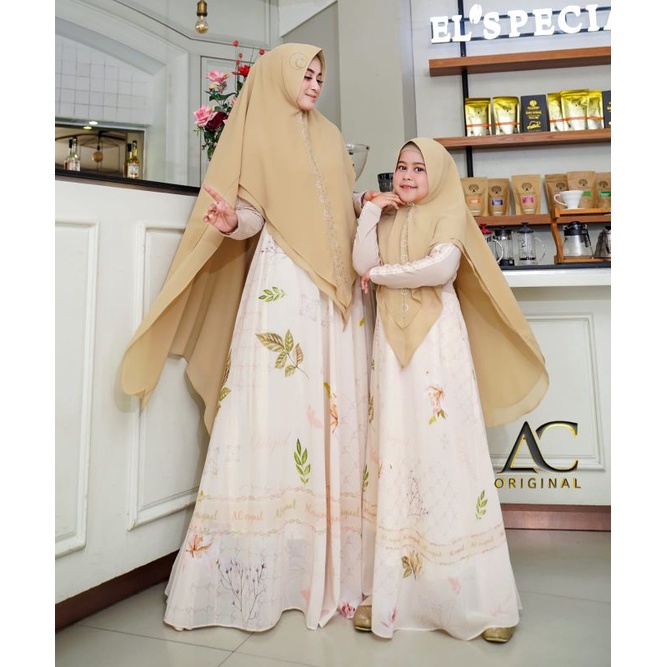 GAMIS SYAR'I COUPLE (HARGA TERPISAH) AMIRA MOM & KIDS SET HIJAB CERUTI MIX JERSI SUPER BY AC ORIGINA