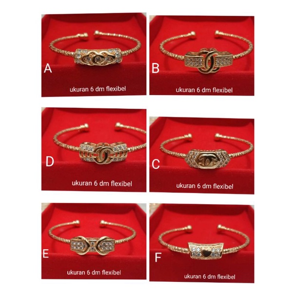 NJ879. Gelang xuping wanita dewasa lapis emas dgn mata zircon ukuran 6 dm flexibel