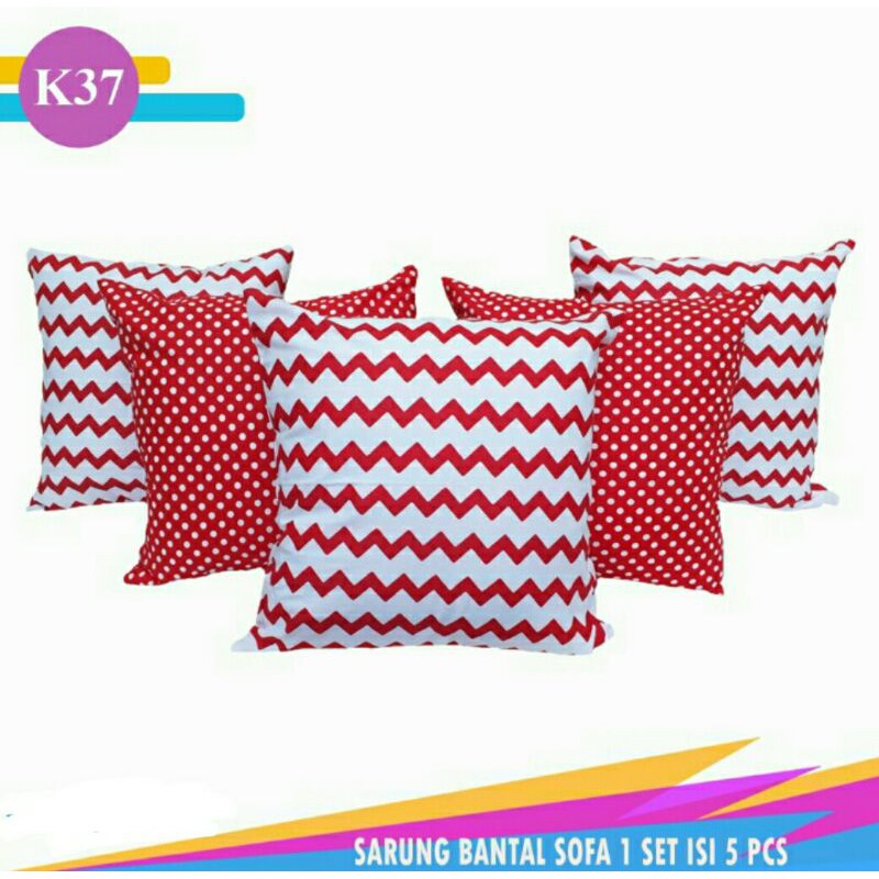 Set sarung bantal kursi sofa cushion cover 60x60 cm sarban Zigzag Merah