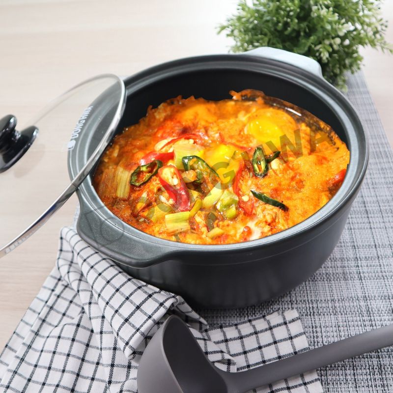 DONGHWA Tukkbaegi Panci Keramik Tutup Kaca 560ml