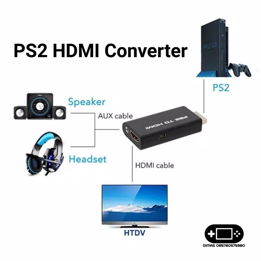 PS2 to HDTV Audio Video AV Adapter Converter 3.5mm Audio Output