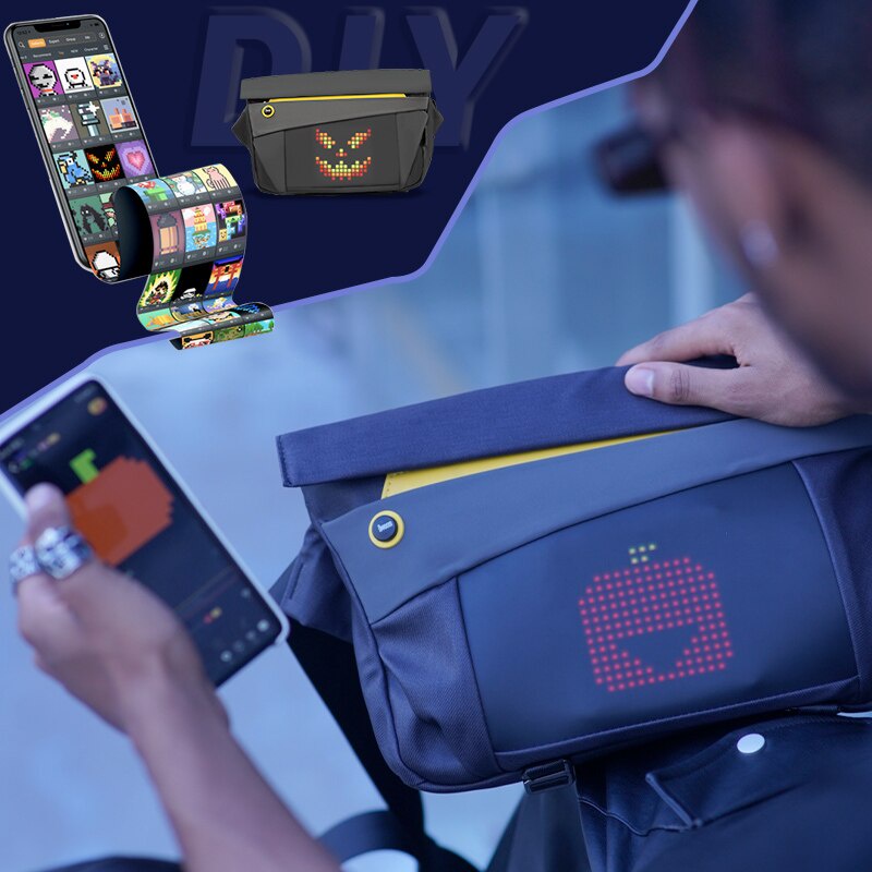 Divoom sling bag-v disesuaikan pixel art fashion desain olahraga luar ruangan dwaterproof air messenger bag pria dan wanita hadiah tahun baru