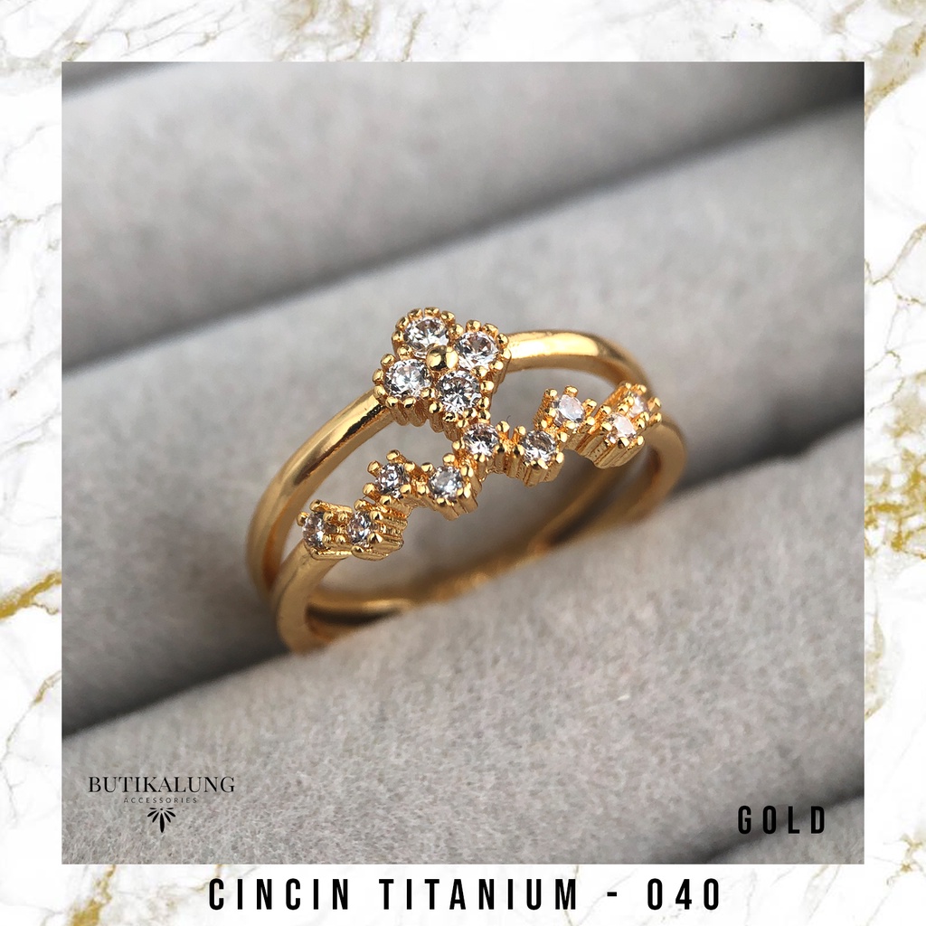 BLAIR - Cincin Tunangan Cincin Emas Ring Titanium Lapis Emas Stainless Steel Anti Karat 040