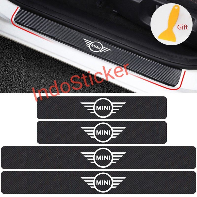 stiker mobil mini Cooper stiker karbon 3d pelindung bawah pintu mobil mini Cooper
