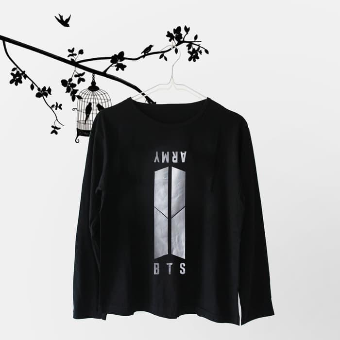 Tumblr Tee / T-Shirt / Kaos Wanita Lengan Panjang BTS ARMY Warna Hitam