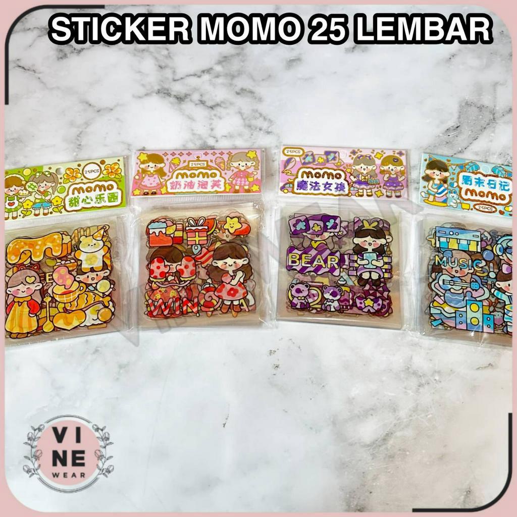 

Stiker 2D 25 Lembar Sticker Momo Mini Kartun Korea Lucu Anti Air