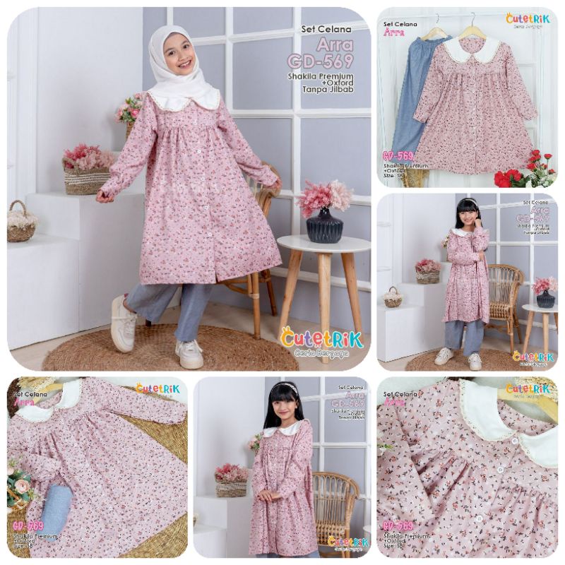 TERBARU SET SETELAN BAJU MUSLIM CELANA KAOS LENGAN PANJANG ANAK PEREMPUAN MURAH MODERN CANTIK ARRA G