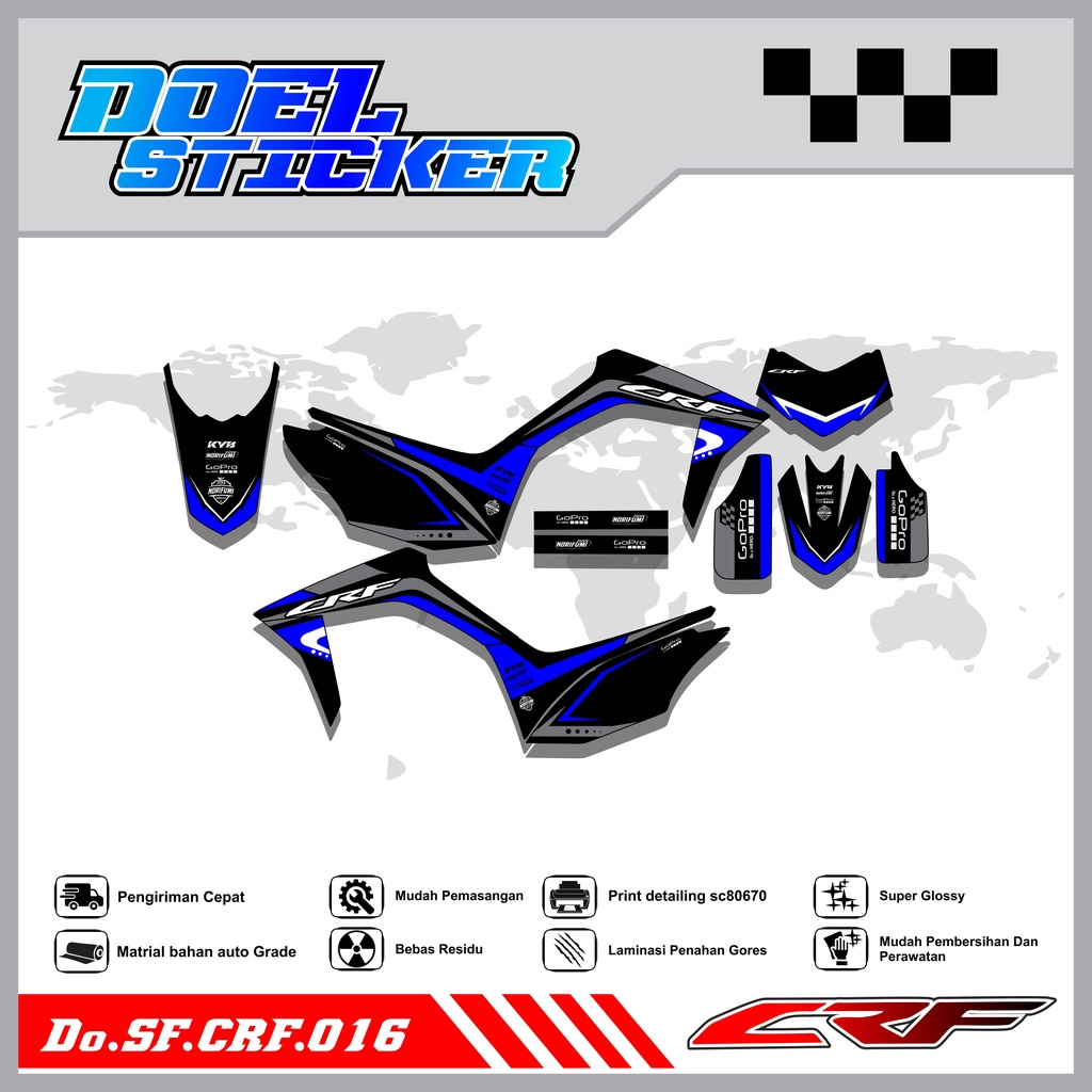 Sticker Striping Semifull CRF 150L List Variasi Hologram Pelangi,Crome Doel  016