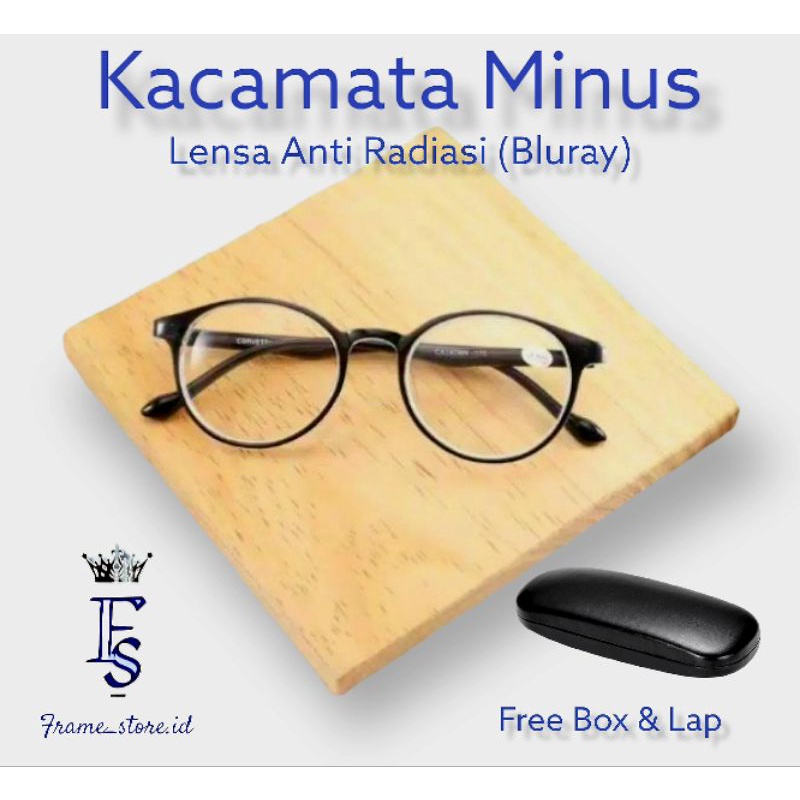 KACAMATA MINUS, BLUE RAY, ANTI RADIASI, UNTUK RABUN JAUH, FRAME OVAL PRIA DAN WANITA