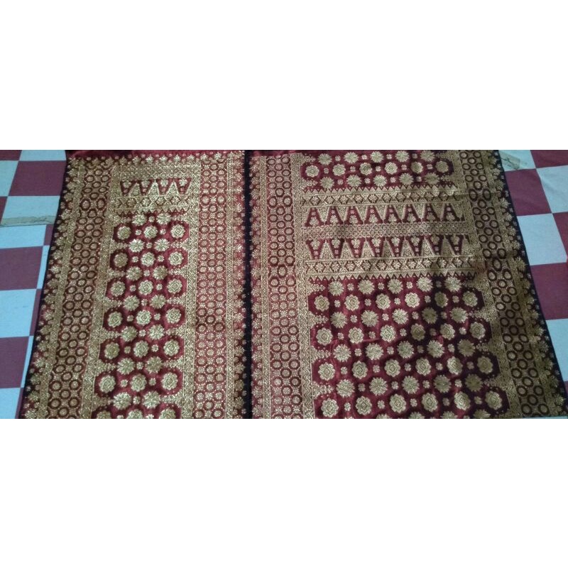 songket palembang tenun asli warna merah emas