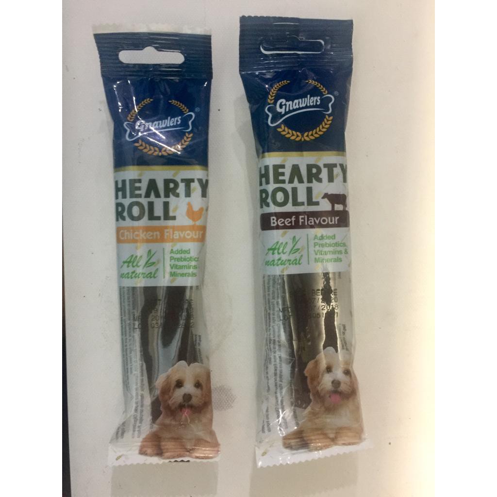 Gnawlers Hearty Roll Chicken Flavour 40gr &amp; Gnawlers yummy stick isi 3pcs Snack