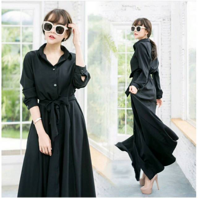 Long Dress Gamis Maxi Lengan Panjang Korea New GH