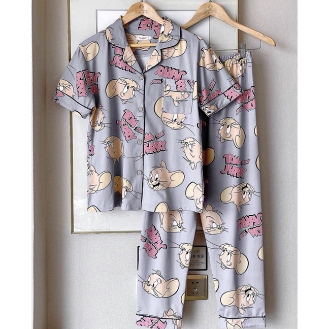 JC- PIYAMA SET Import CP / Piyama wanita Import terbaru / Piyama Import Korean Style-Jerry Blue CP