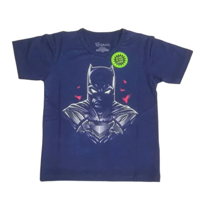 Baju Kaos Anak Cowok Batman Glow in the dark Superhero Tanggung Tshirt Rhymes Import