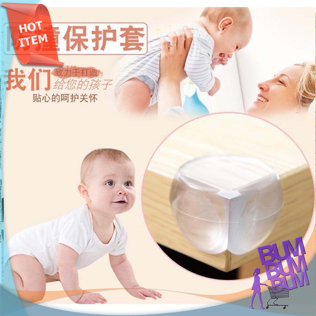 Pengaman Pelindung Siku Meja Oval Sudut Kaca Kayu Besi Transparan Bayi Silicone