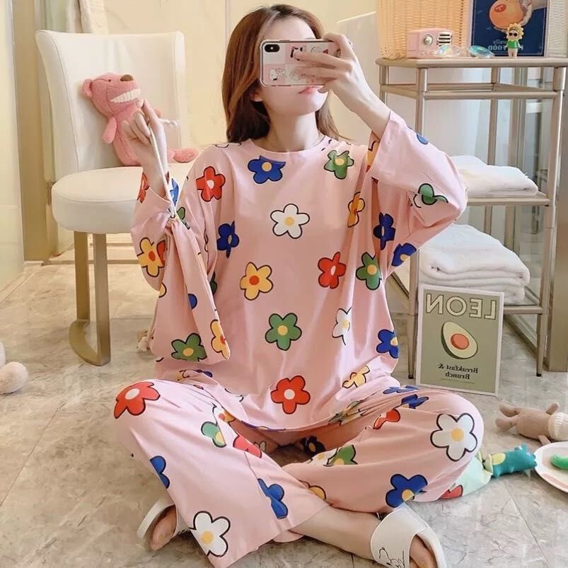 GP1102 SETELAN CELANA PIYAMA BAJU TIDUR JOGER JOGGER WANITA DEWASA PP SPANDEK IMPORT LENGAN PANJANG 
